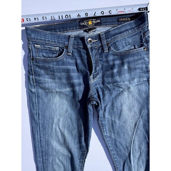Lucky Brand Charlie Skinny Jeans Women’s 28 Medium Wash Distressed Denim - Picture 3 of 12